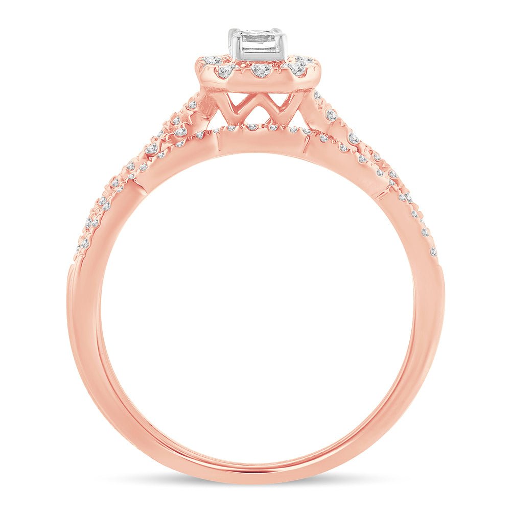 14K Rose Gold Exquisite 0.60Ct Diamond Bridal Ring