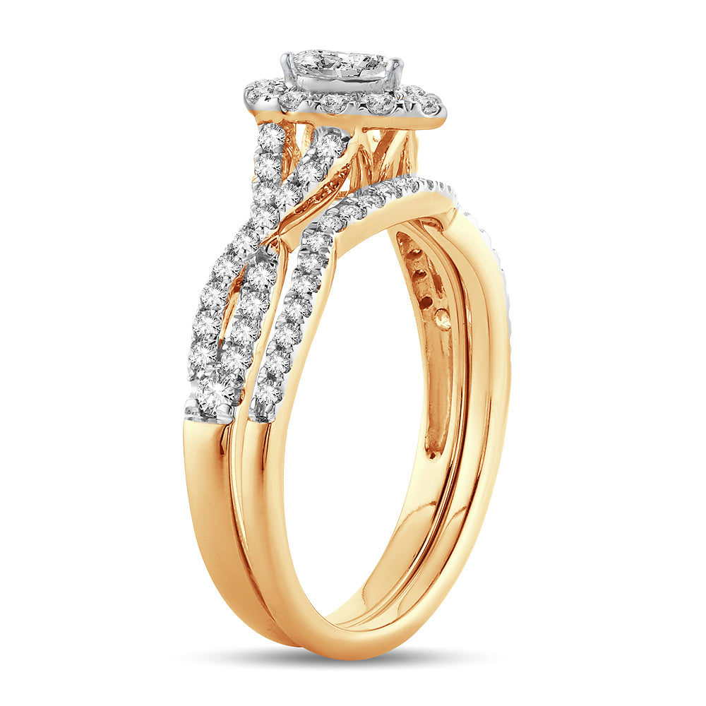 14K Yellow Gold Elegant 0.75 Fancy Cut Bridal