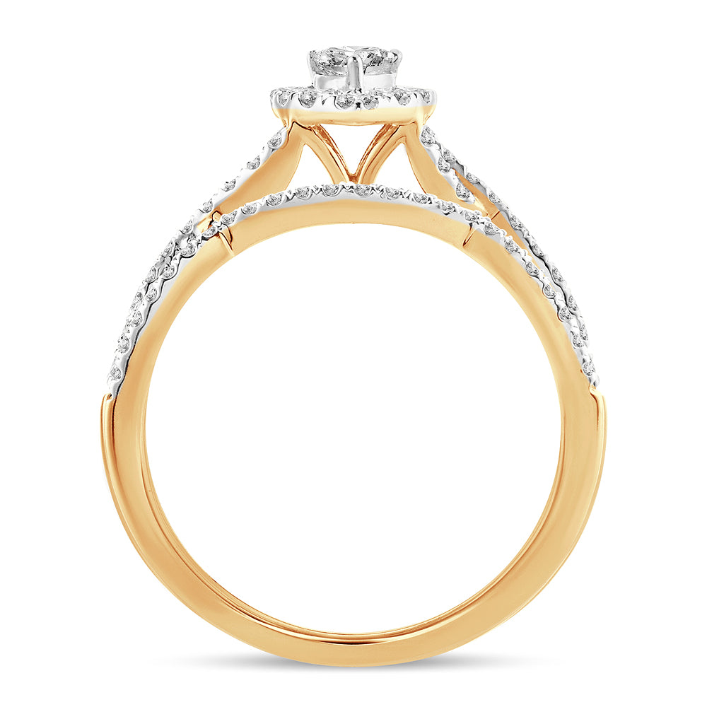 14K Yellow Gold Elegant 0.75 Fancy Cut Bridal