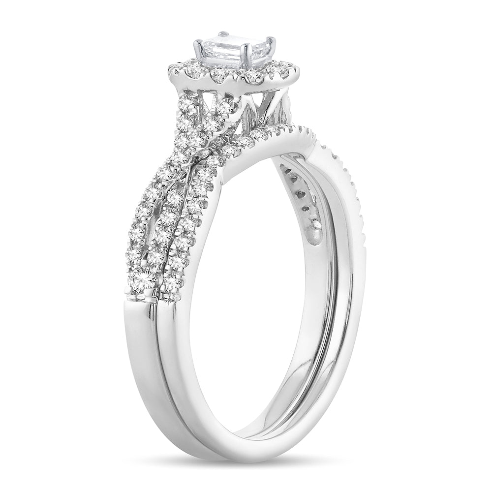 14K White Gold Dazzling 0.75Ct Diamond Bridal Ring