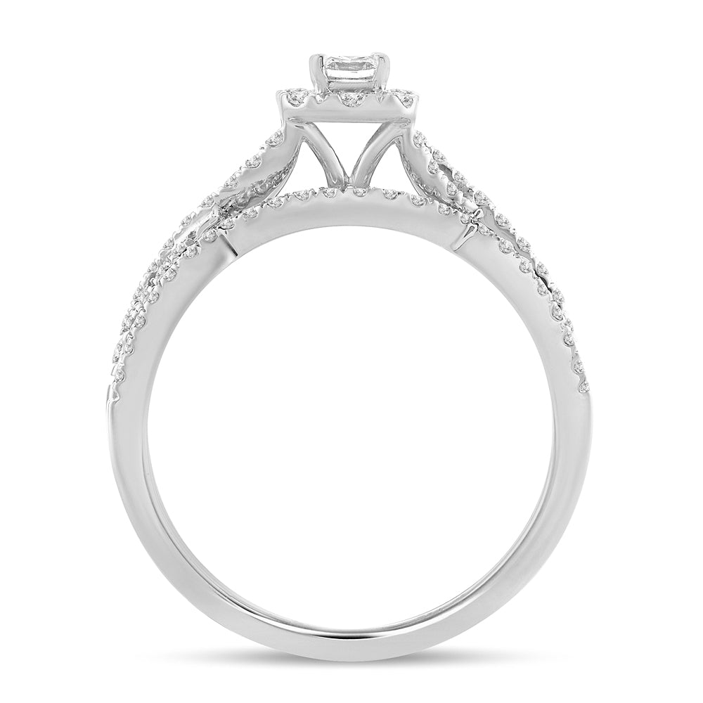 14K White Gold Dazzling 0.75Ct Diamond Bridal Ring