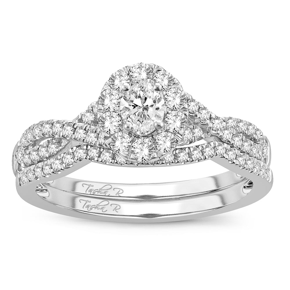 14K White Gold Exquisite 0.75Ct Diamond Bridal Ring