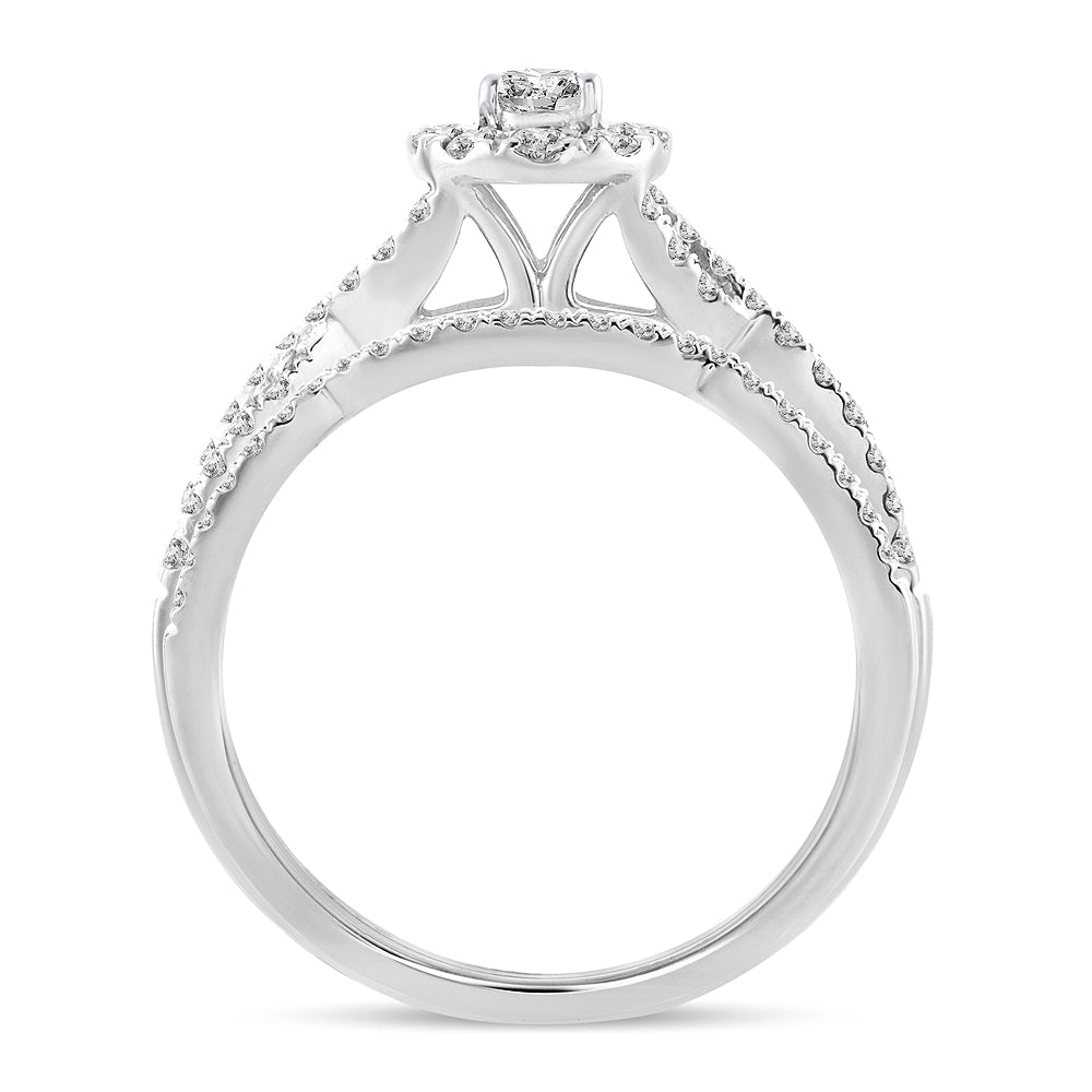 14K White Gold Exquisite 0.75Ct Diamond Bridal Ring
