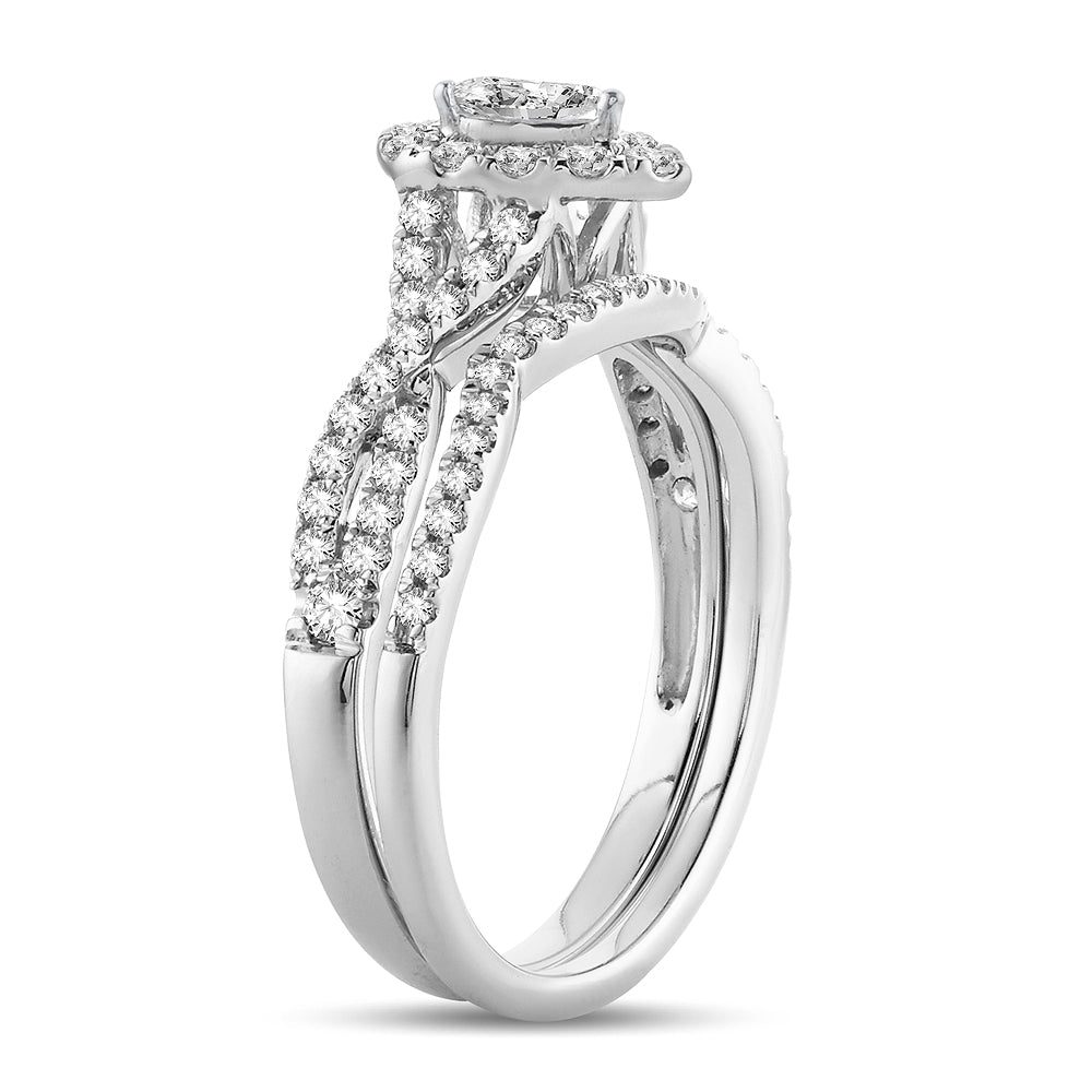 14K White Gold Gorgeous 0.75 Fancy Cut Bridal