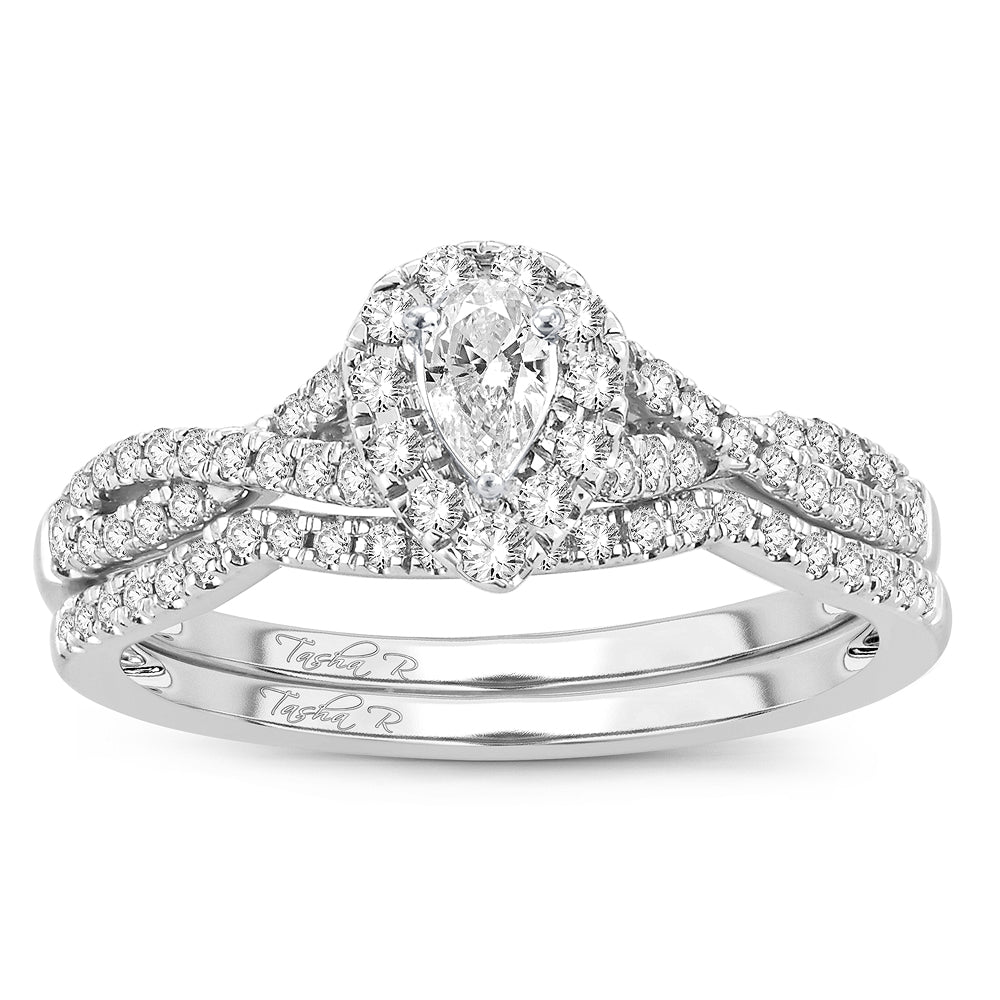 14K White Gold Elegant 0.50Ct Fancy Cut Bridal Ring