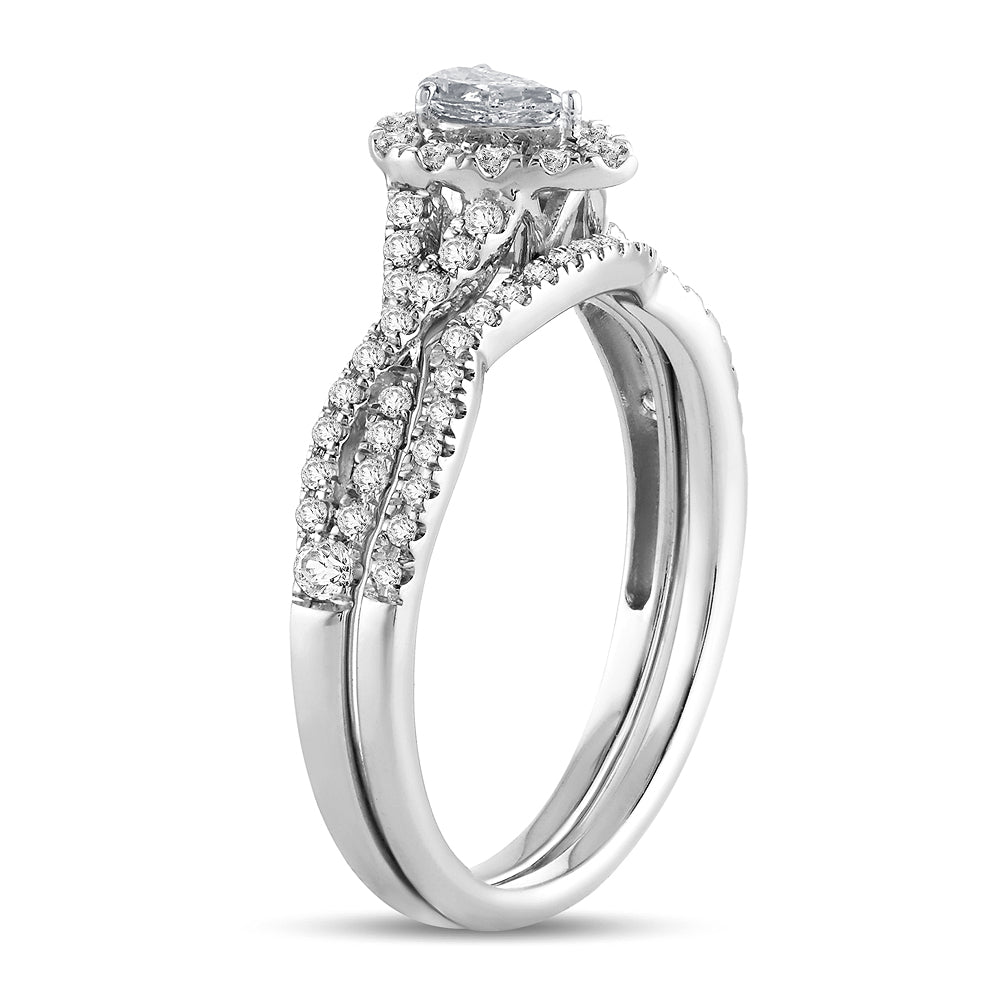14K White Gold Elegant 0.50Ct Fancy Cut Bridal Ring