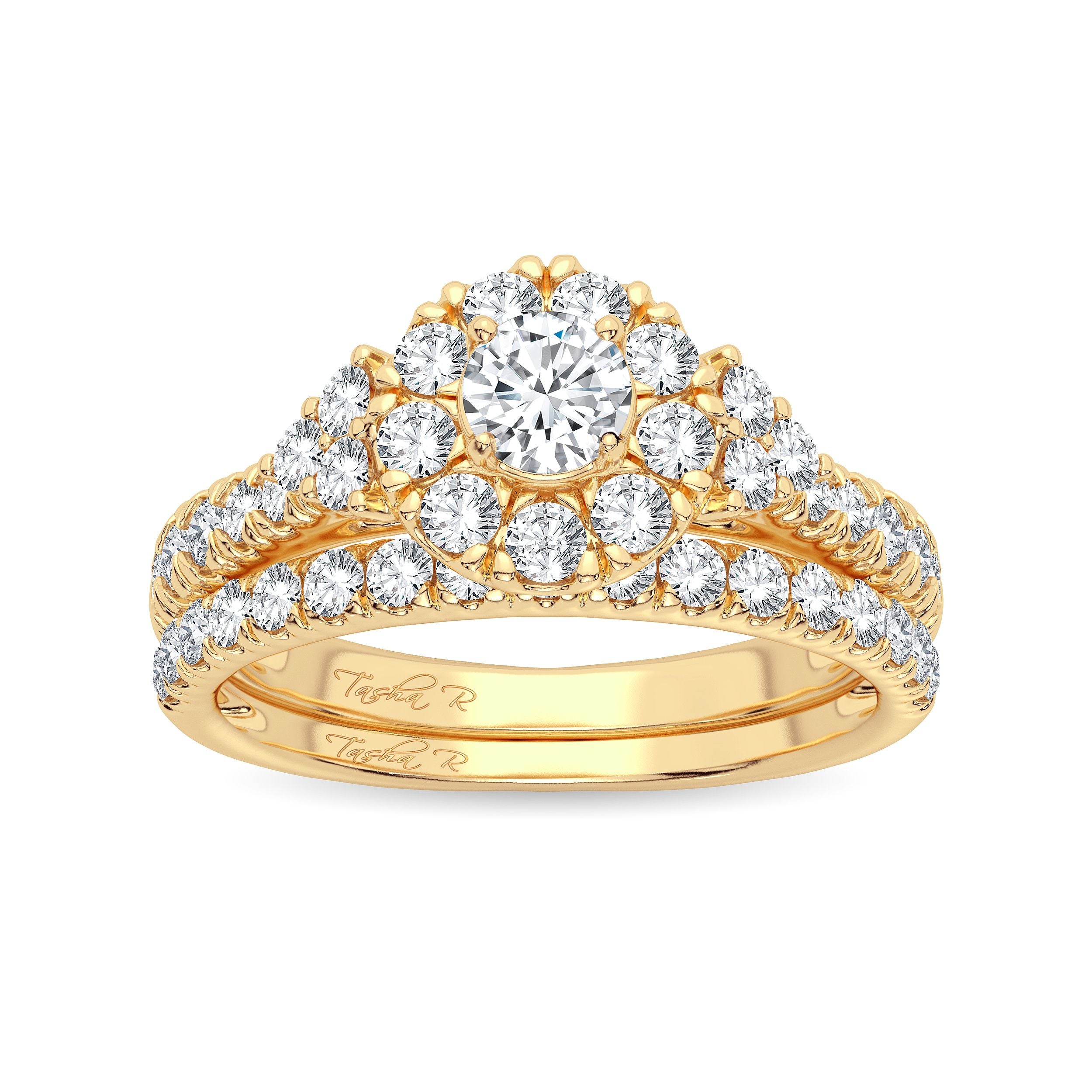 14K Yellow Gold Magnifcnet 1.00Ct Diamond Bridal Ring