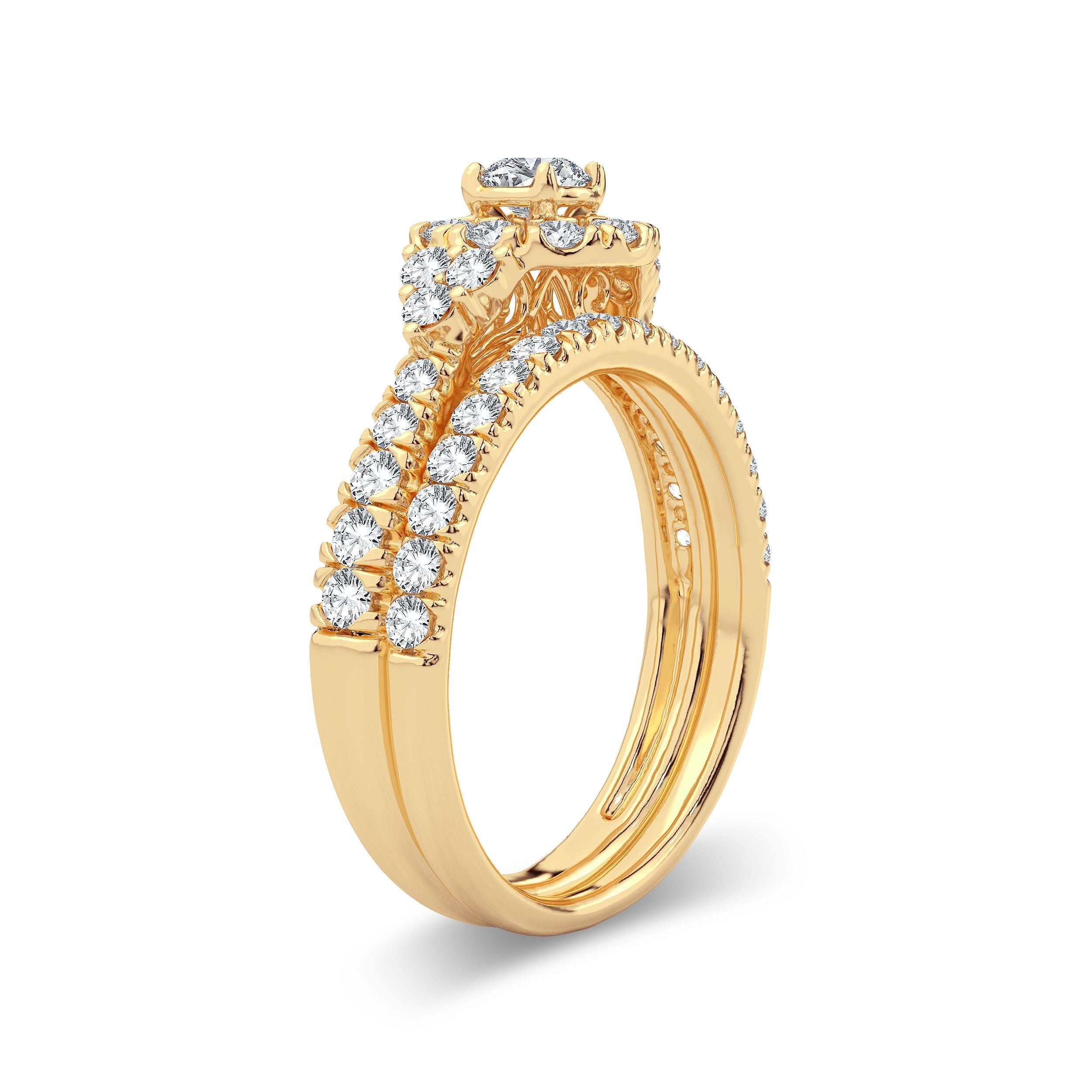 14K Yellow Gold Magnifcnet 1.00Ct Diamond Bridal Ring