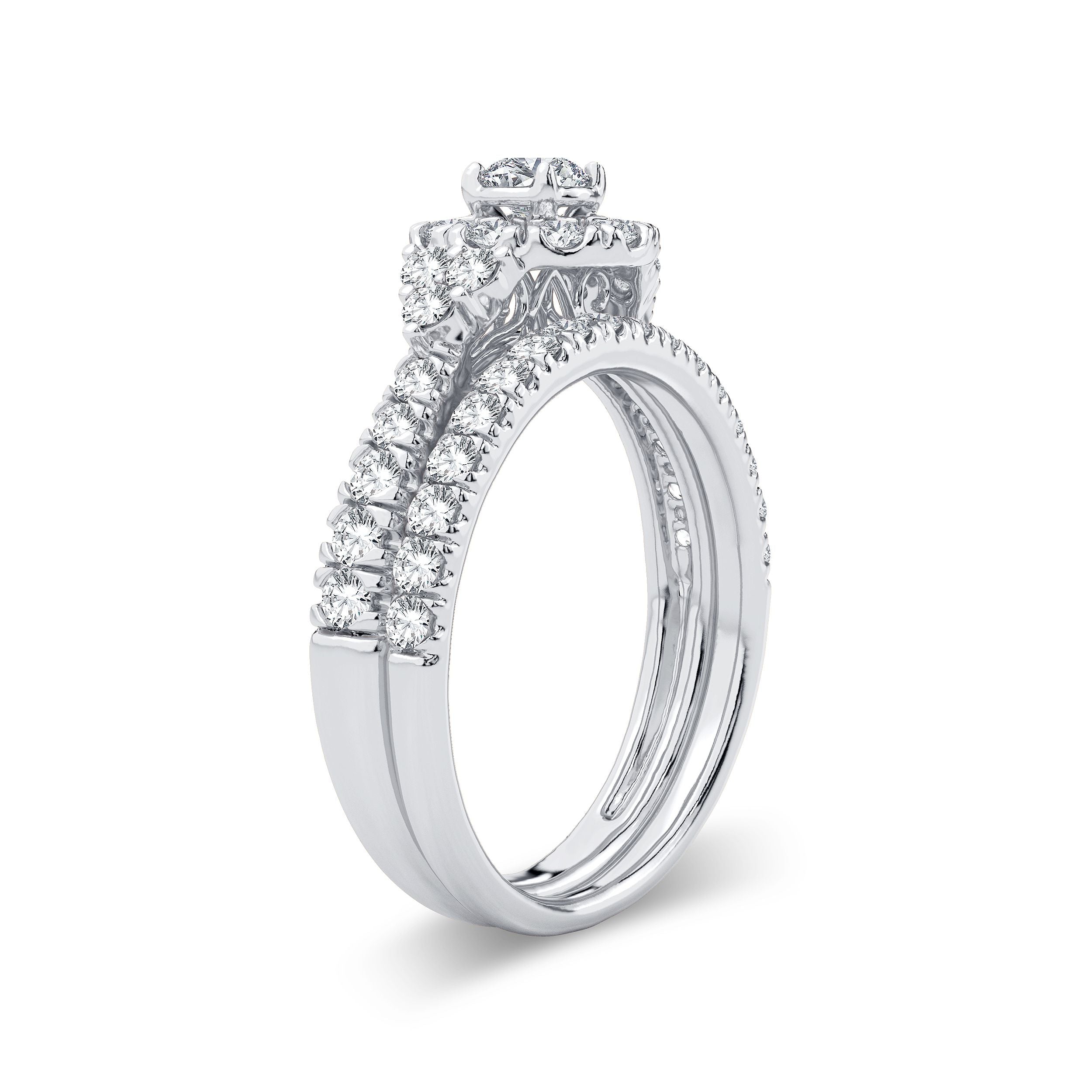 14K White Gold Dazzling 1.00Ct Diamond Bridal Ring