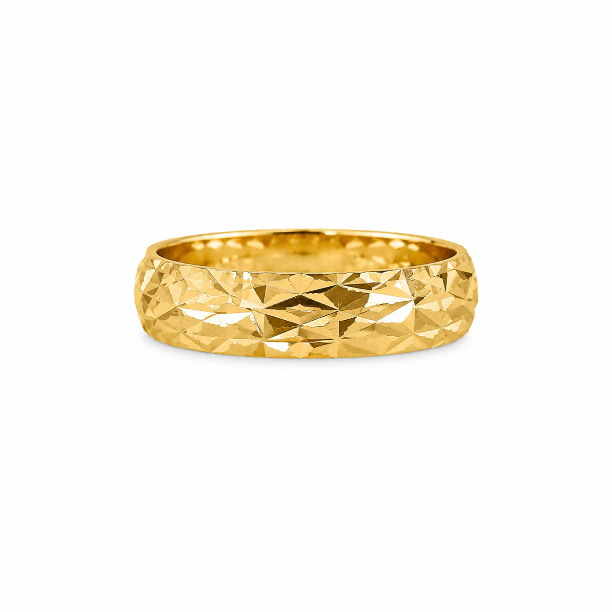 22KT Etched Star Design Yellow Gold Ring [A2B2}