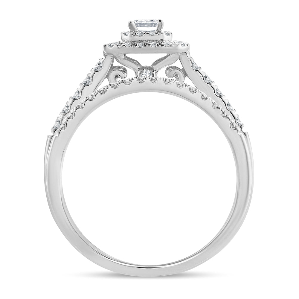 14K White Gold Elegant 0.62Ct Diamond Ring