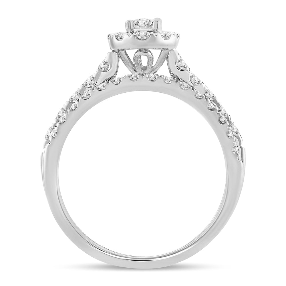 14K White Gold Magnifcnet 1.00Ct Fancy Cut Bridal Ring