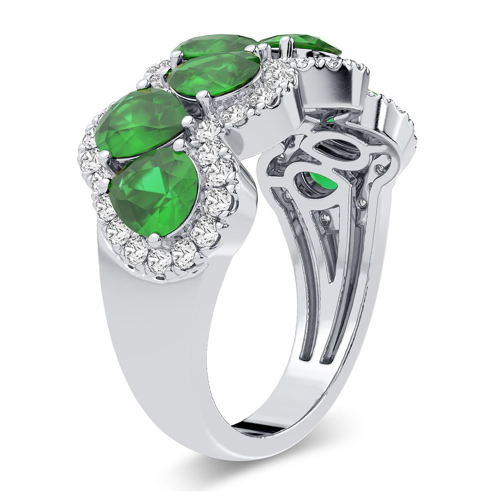 14K White Gold Exquisite 0.50Ct Diamond Ring Emerald