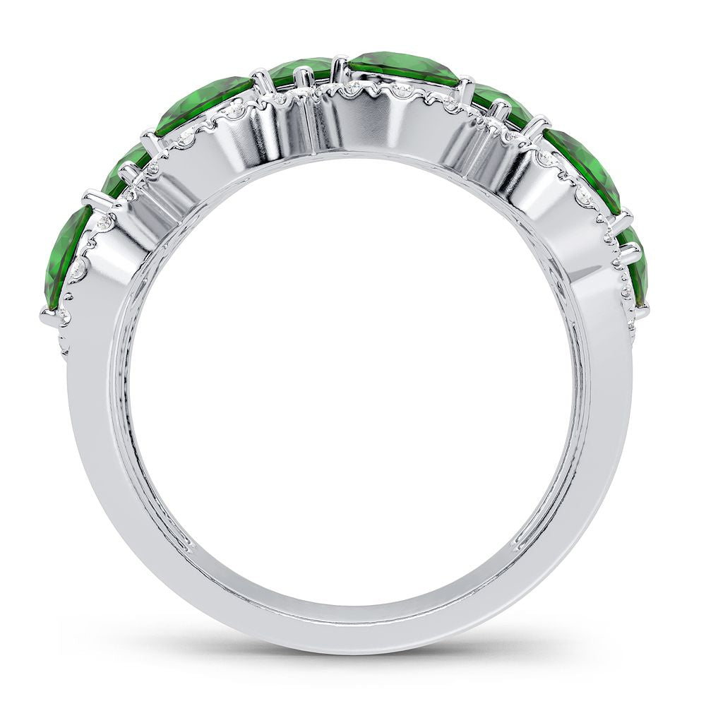 14K White Gold Exquisite 0.50Ct Diamond Ring Emerald