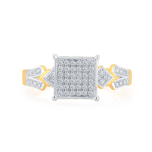 10K Yellow Yellow Gold Ladies Ring With 0.19 Ct Round Micro Pave Diamonds
