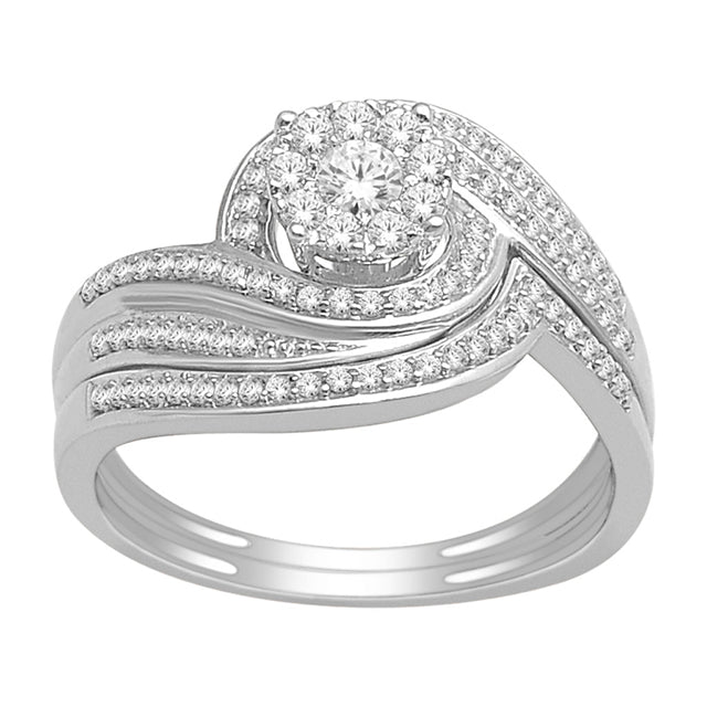 14K White Diamond Ladies Ring With 0.50 Ct Round Diamonds