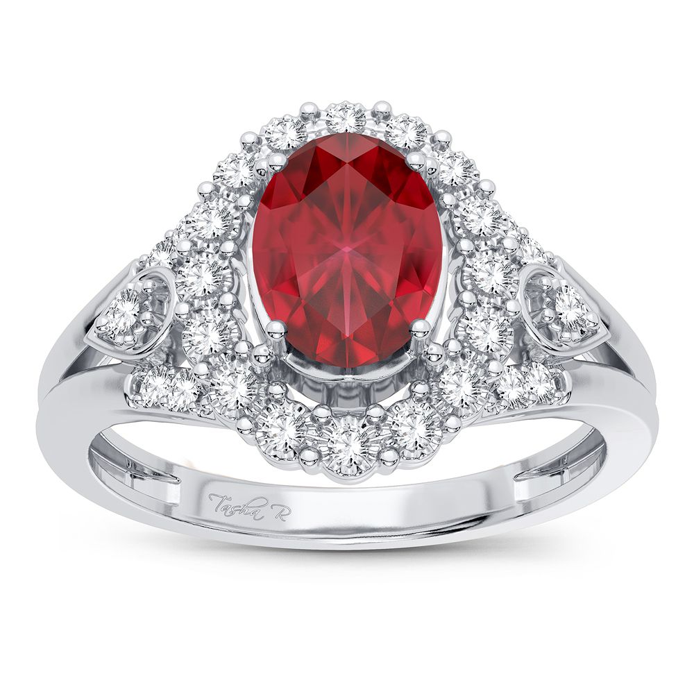 14K White Gold Beautiful 0.10Ct Diamond Ruby Ring