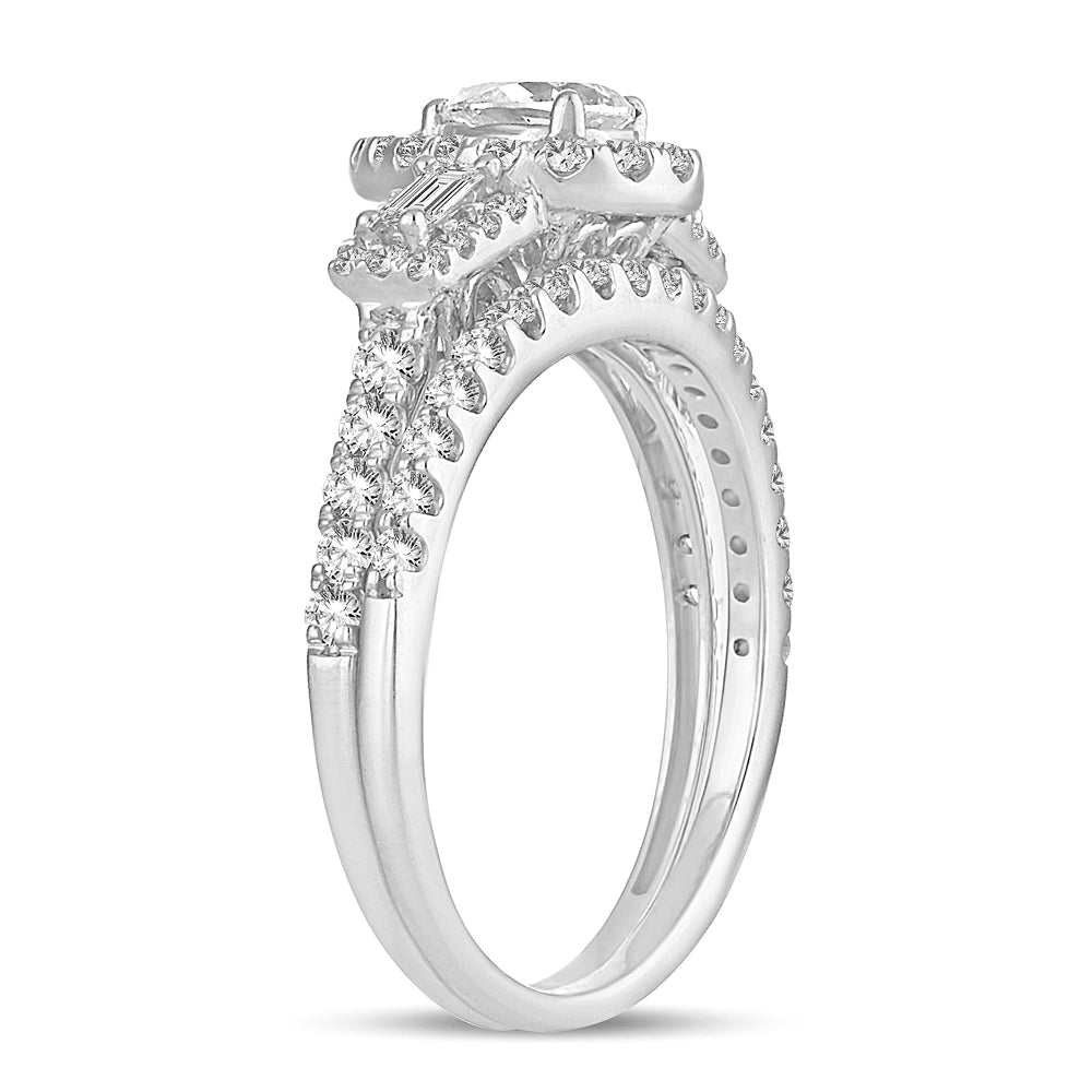 14K White Gold Exquisite 1.00Ct Diamond Bridal Ring