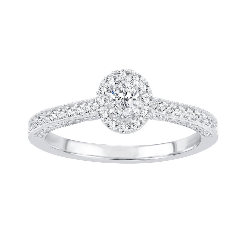 14K White Gold Elegant 0.50Ct Diamond Bridal Ring