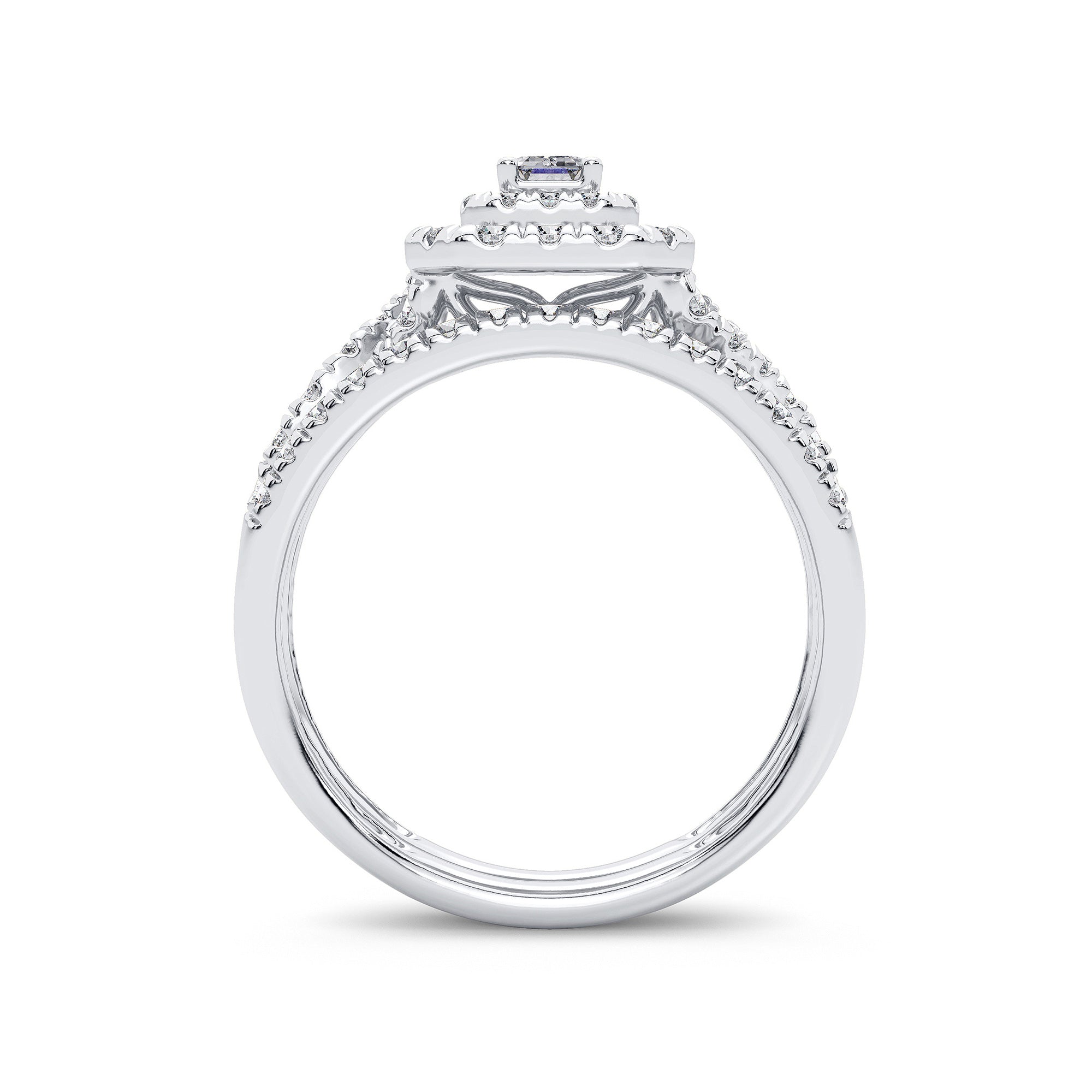 14K White Gold Exquisite 1.00Ct Diamond Bridal Ring