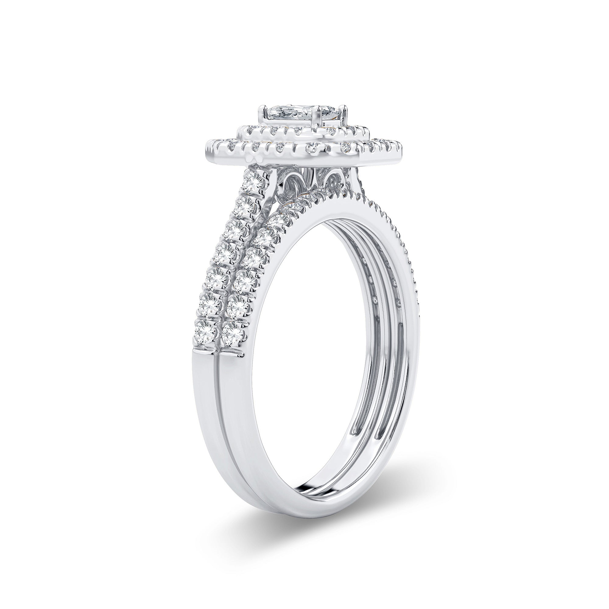 14K White Gold Magnifcnet 1.00Ct Diamond Bridal Ring