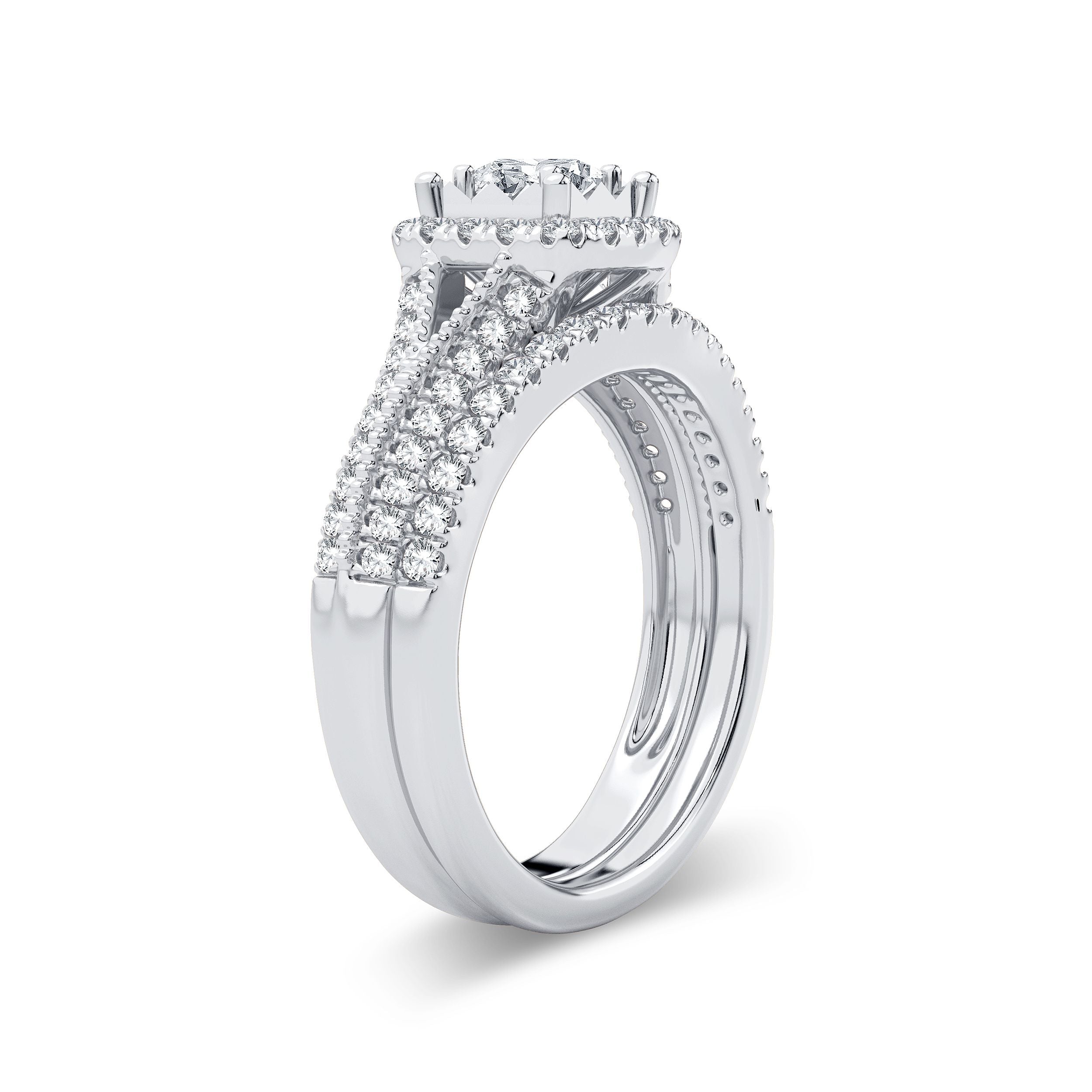 14K White Gold Elegant 0.75Ct Diamond Bridal Ring