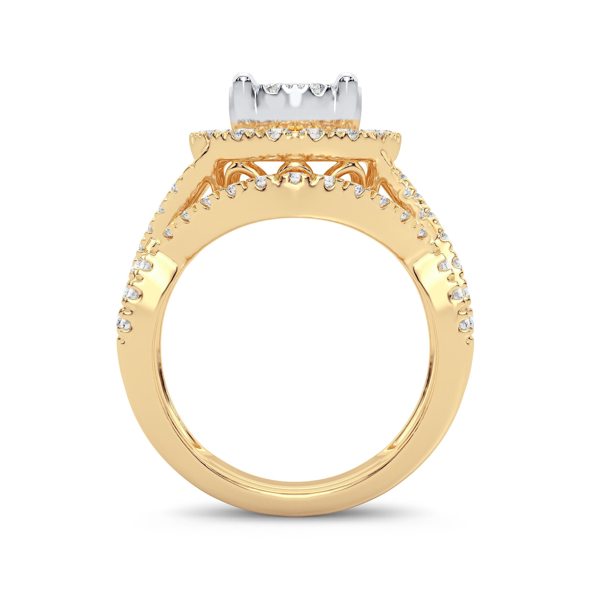 14K Rose Gold Dazzling 1.50Ct Diamond Bridal Ring