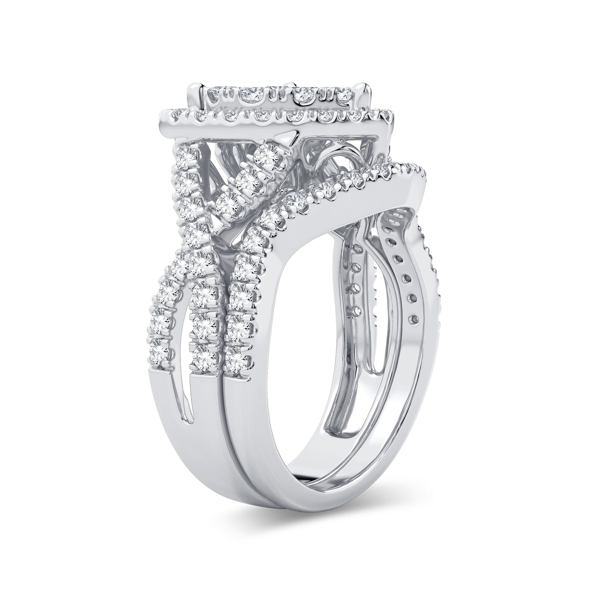 14K White Gold Elegant 2.00Ct Diamond Bridal Ring
