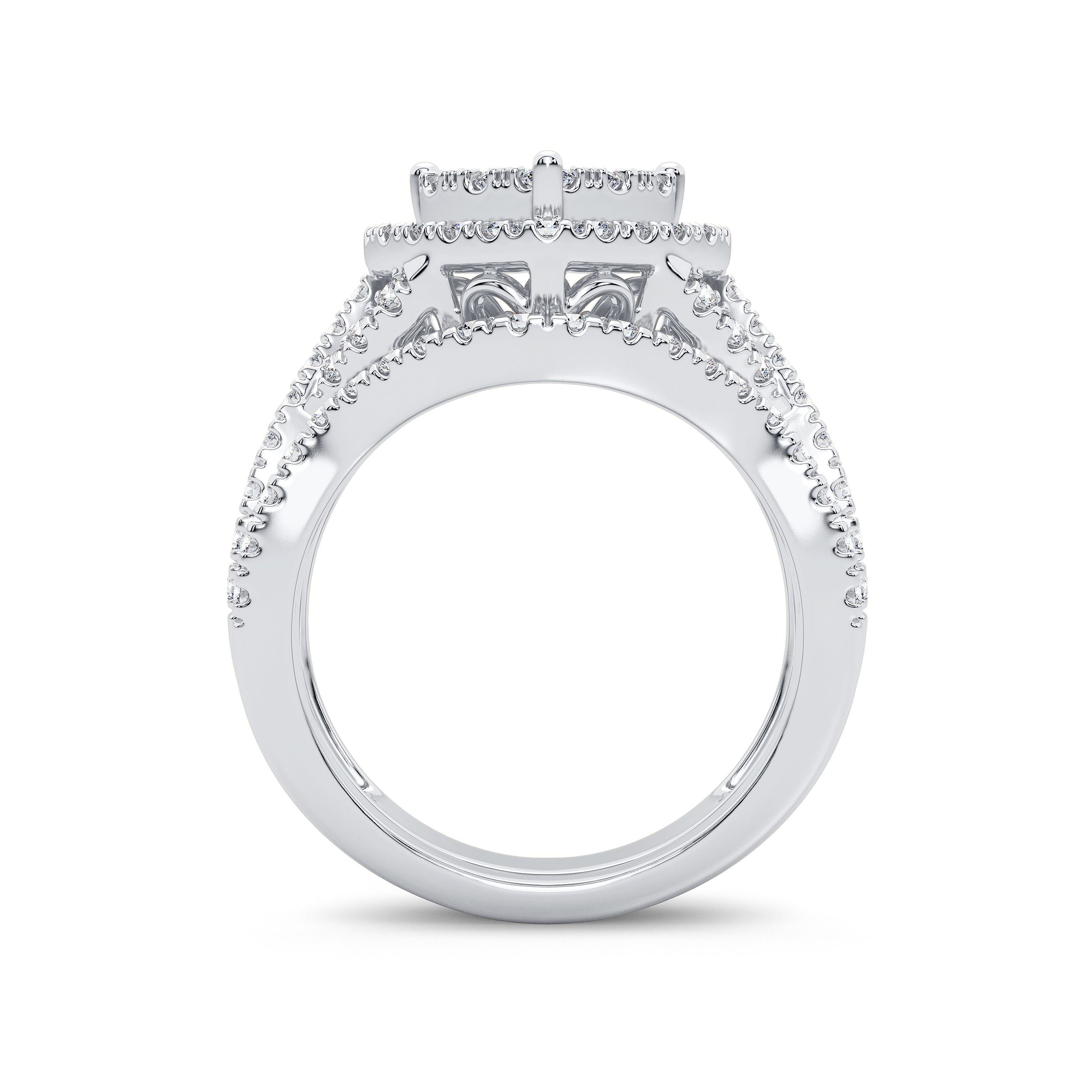 14K White Gold Magnifcnet 1.50Ct Diamond Bridal Ring