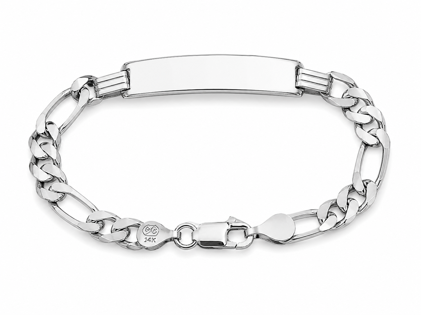 14KT 5 MM Solid White Gold Baby Chino Name Plate Bracelet