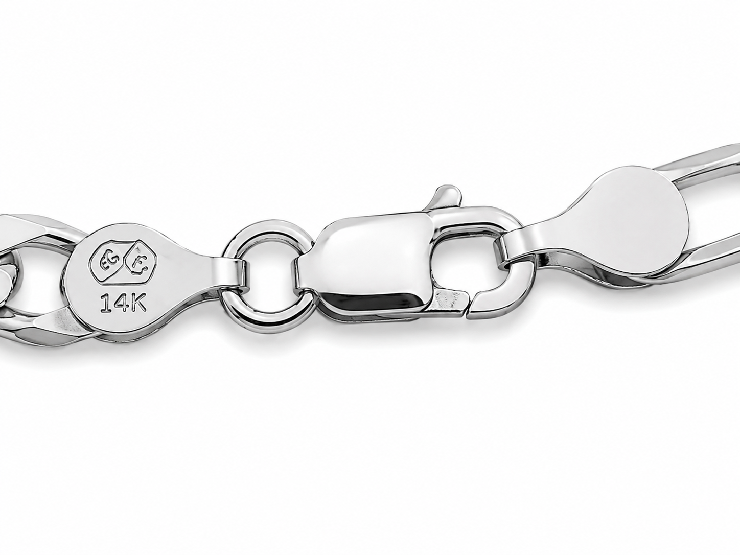 14KT Solid White Gold 3 MM Baby Name Plate Chino Bracelet