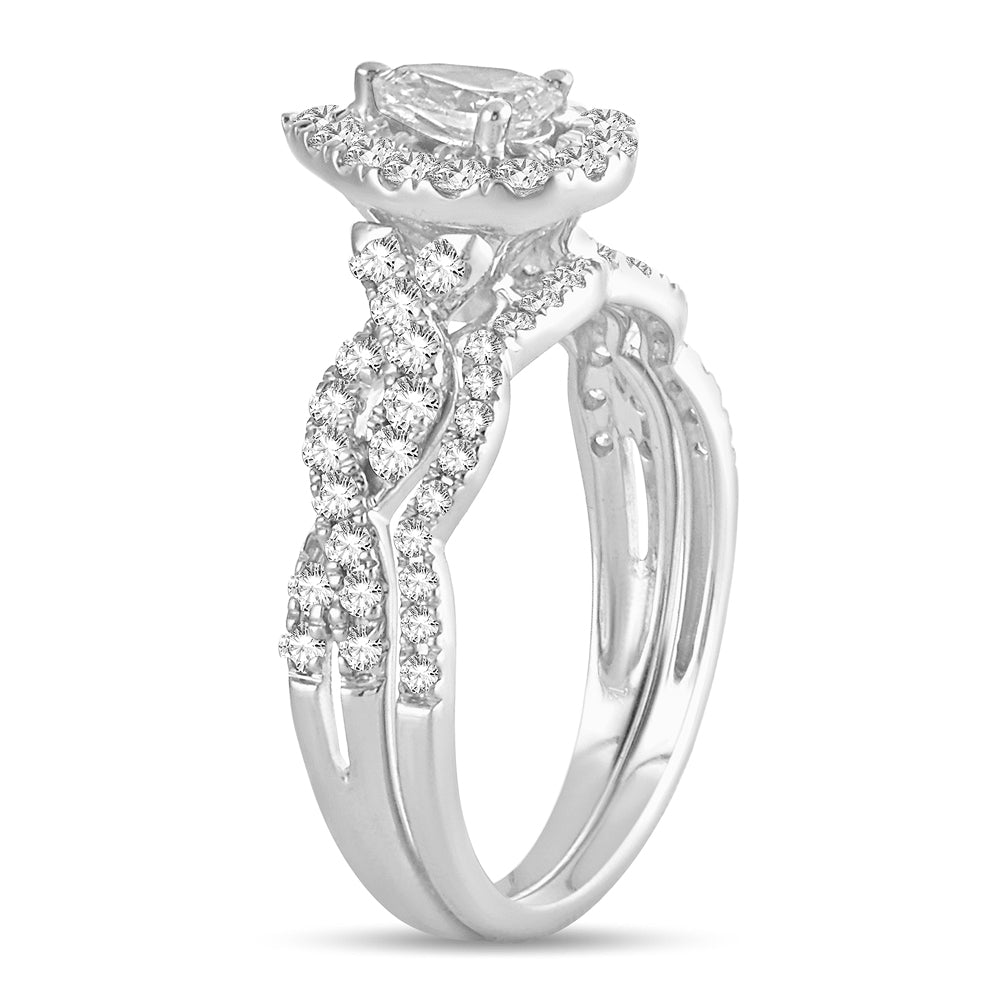 14K White Gold Elegant 1.00Ct Diamond Bridalring