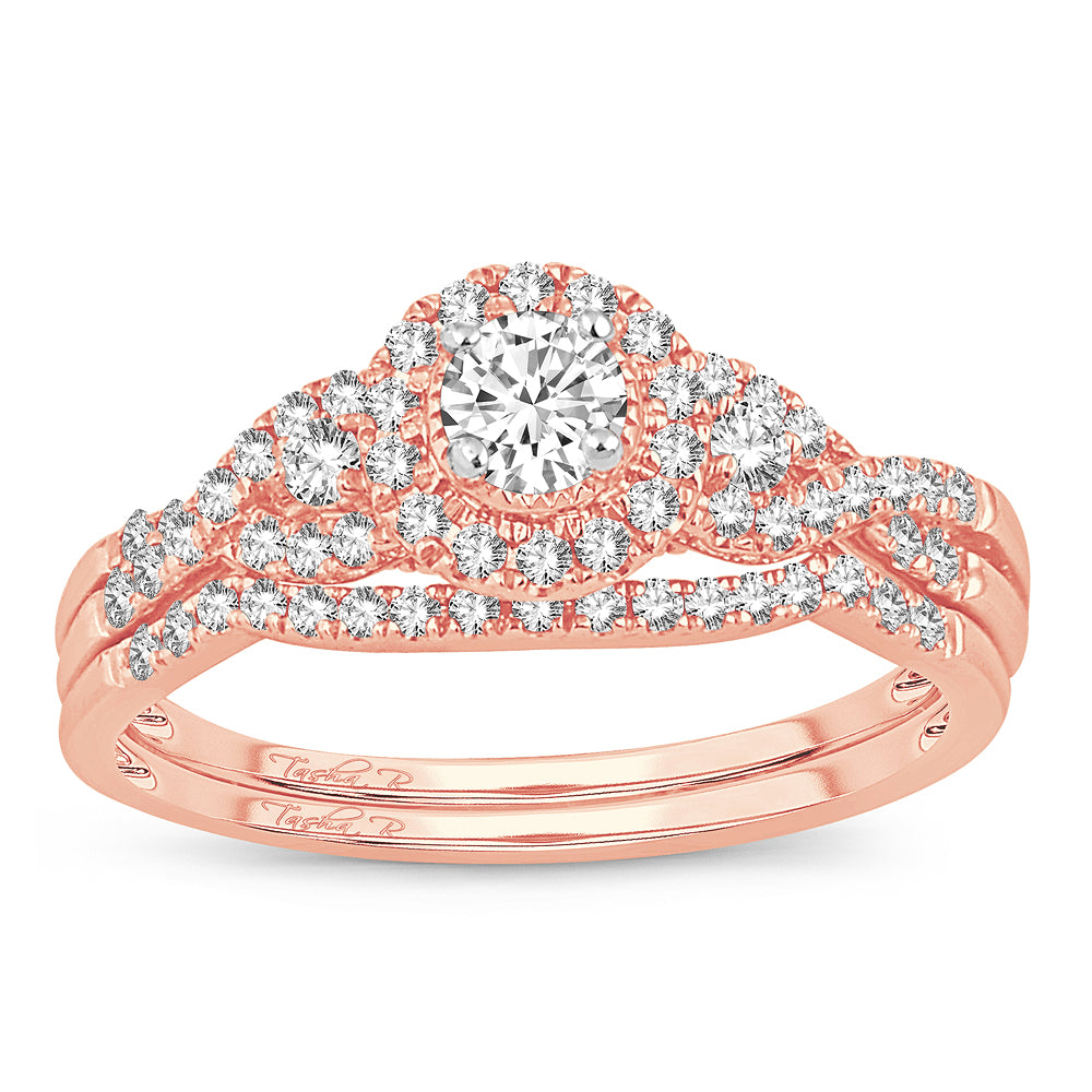 14K Rose Gold Dazzling 0.51Ct Diamond Bridal Ring