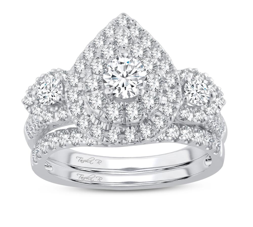 14K White Gold Exquisite 1.54Ct Diamond Bridal Ring