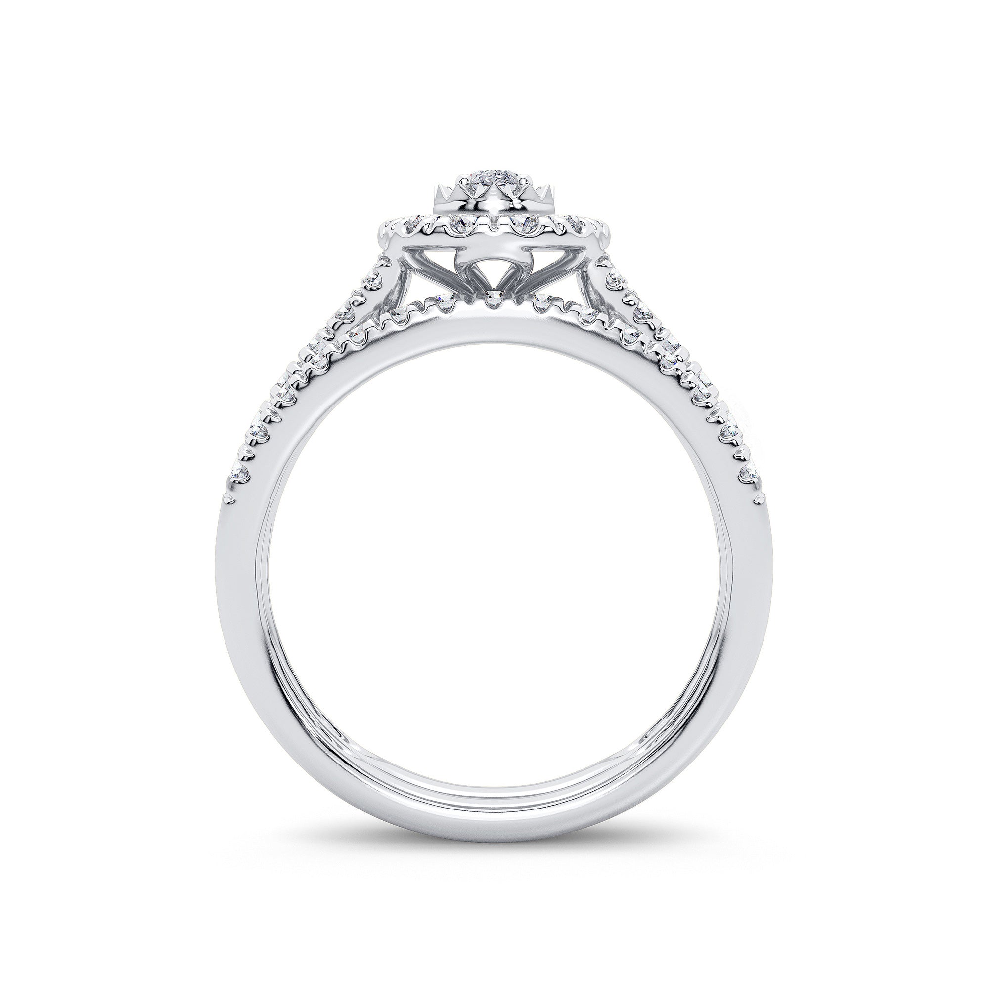 14K White Gold Magnifcnet 1.00Ct Diamond Bridal Ring