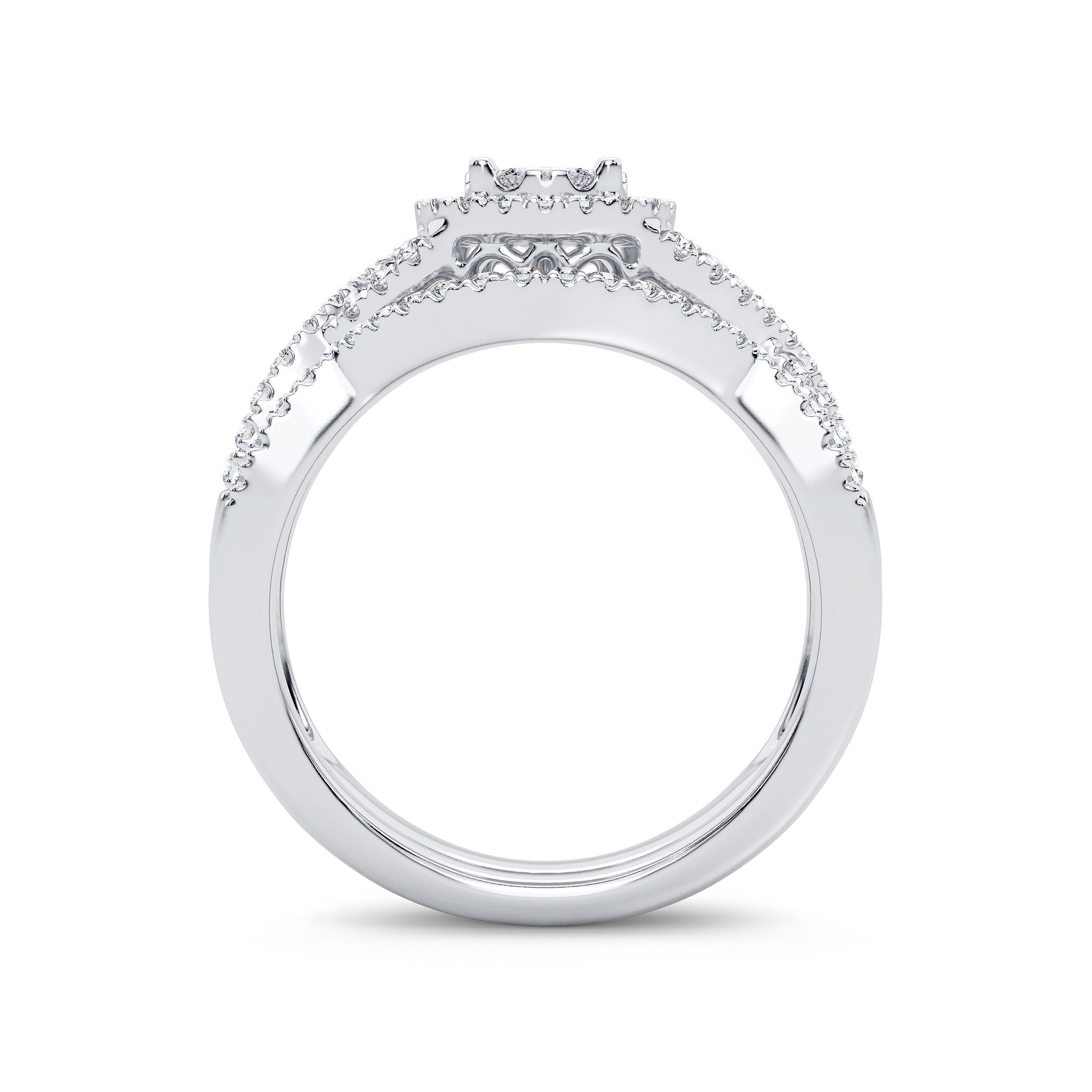 14K White Gold Elegant 0.50Ct Diamond Bridal Ring
