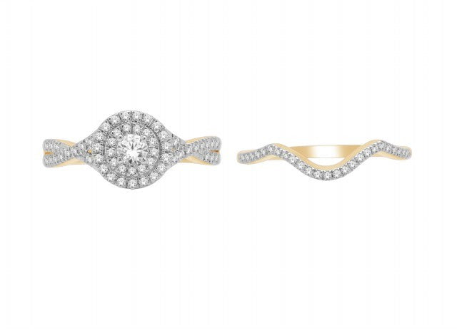 14K Yellow Yellow Gold Diamond Ladies Bridal Ring With 0.75Ct Round Diamonds