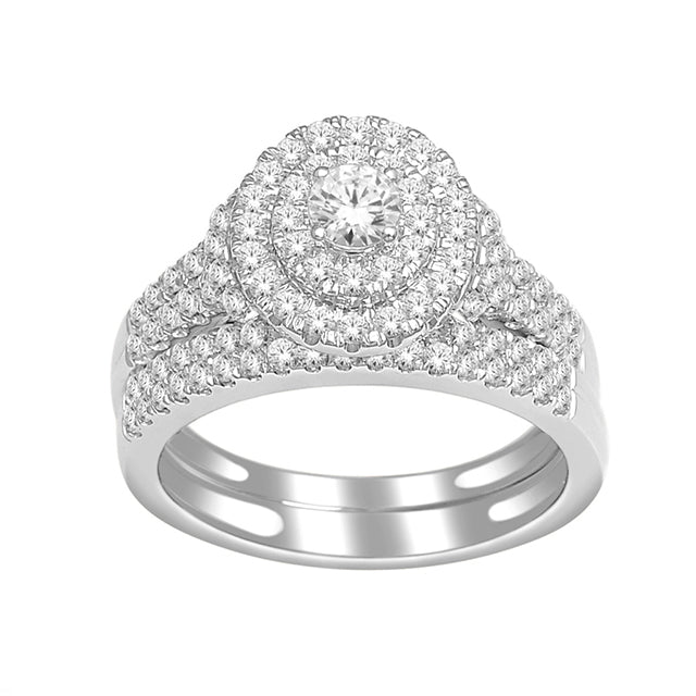 14K White Gold Diamond Ladies Bridal Ring With 1.00Ct Round Diamonds