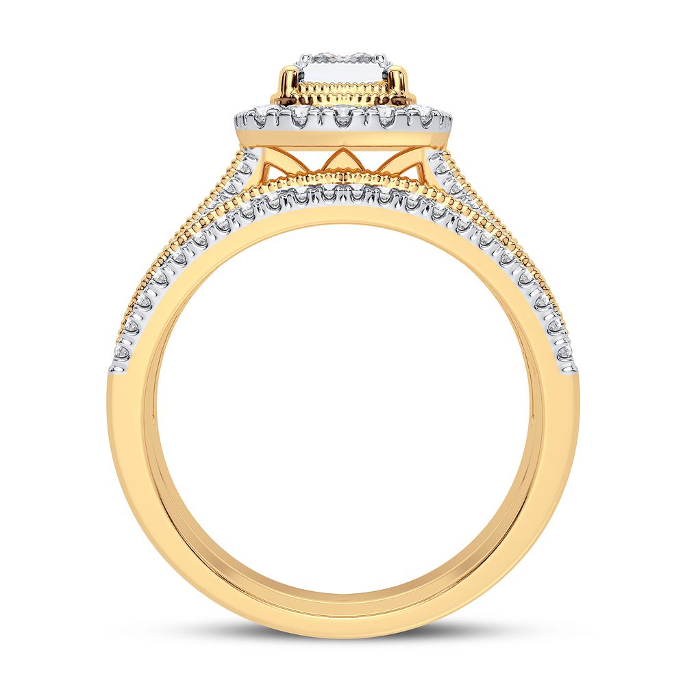 14K Yellow Gold Dazzling 0.62Ct Diamond Bridal Ring