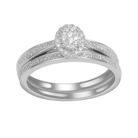 14K White Yellow Gold Bridal Set With 0.25 Ct Round Diamonds