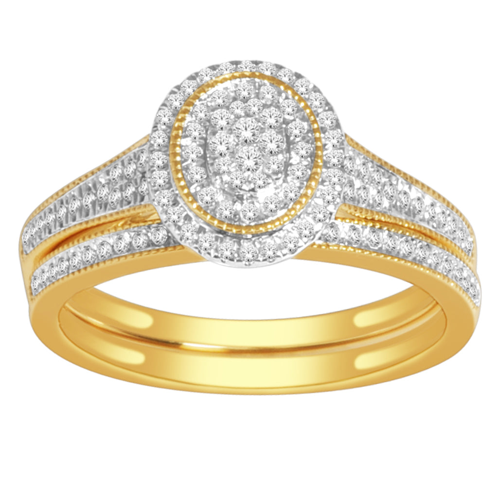 14K Yellow Yellow Gold Bridal Set With 0.33 Ct Round Diamonds