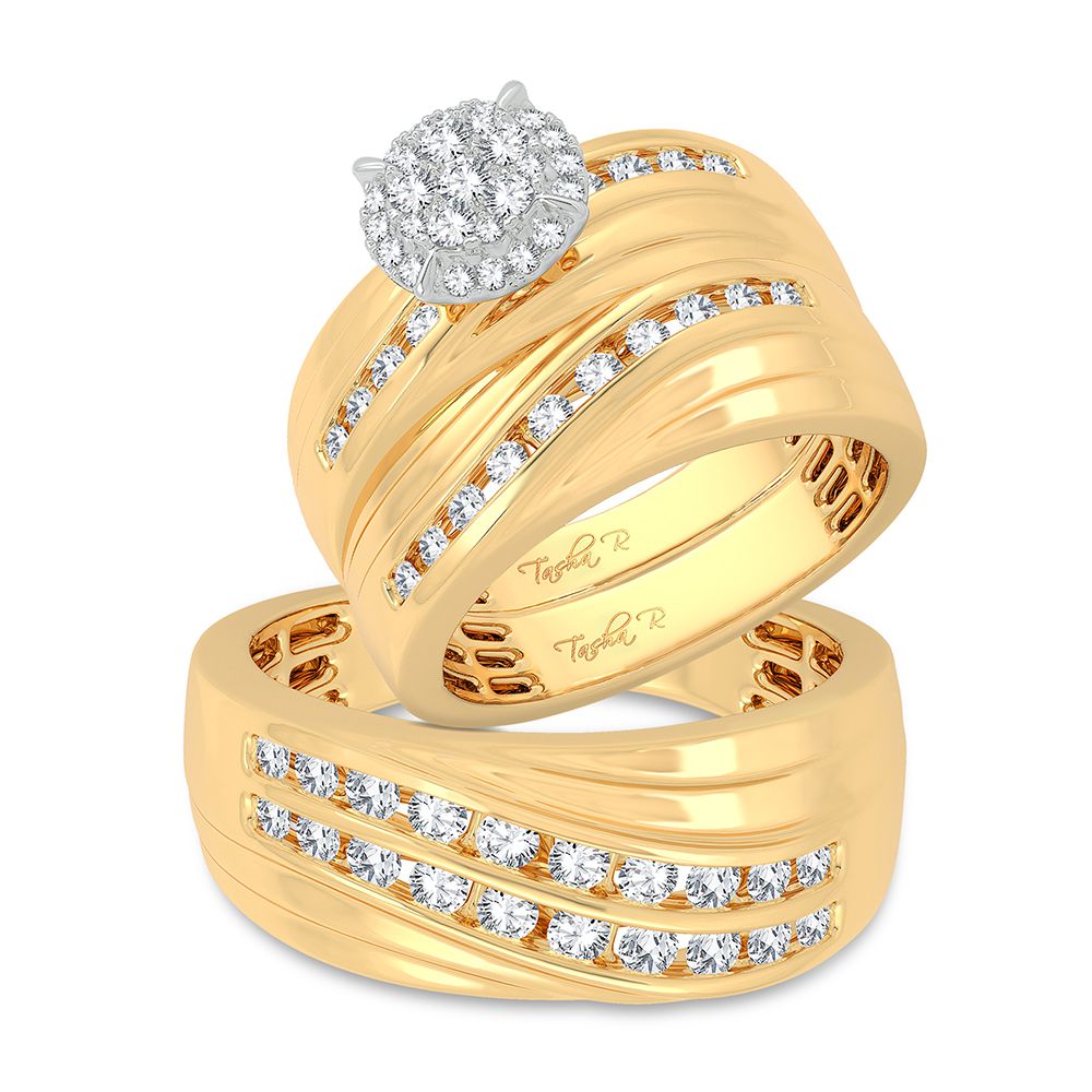 14K Yellow Gold Exquisite 1.13Ct Diamond Trio Set