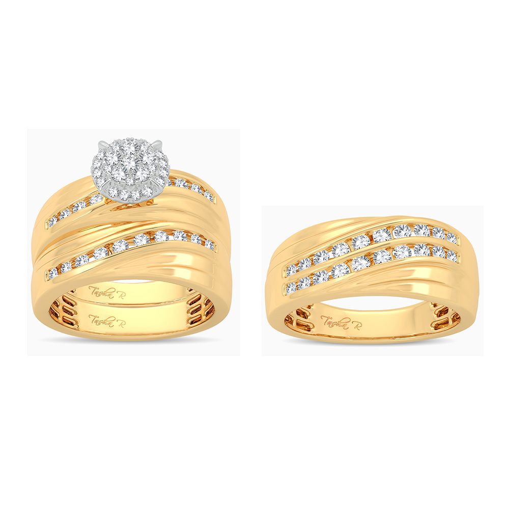 14K Yellow Gold Exquisite 1.13Ct Diamond Trio Set