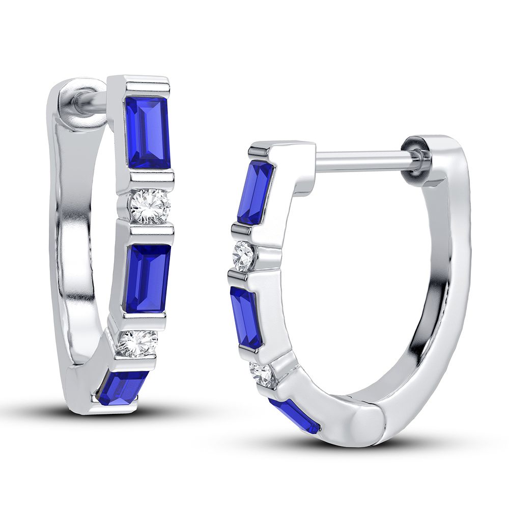 14K White Gold Gorgeous 0.04Ct Diamond Sapp Earring