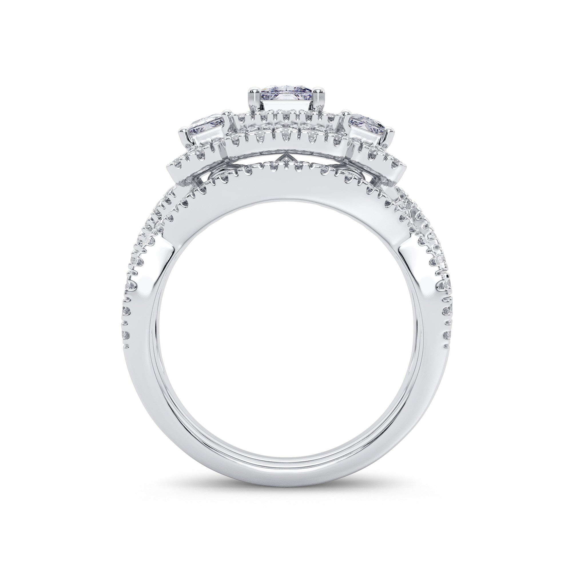 14K White Gold Elegant 2.00Ct Diamond Bridal Ring