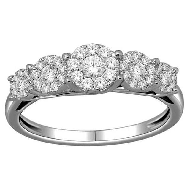 14K White White Gold Ladies Ring With 0.50 Ct Round Diamonds