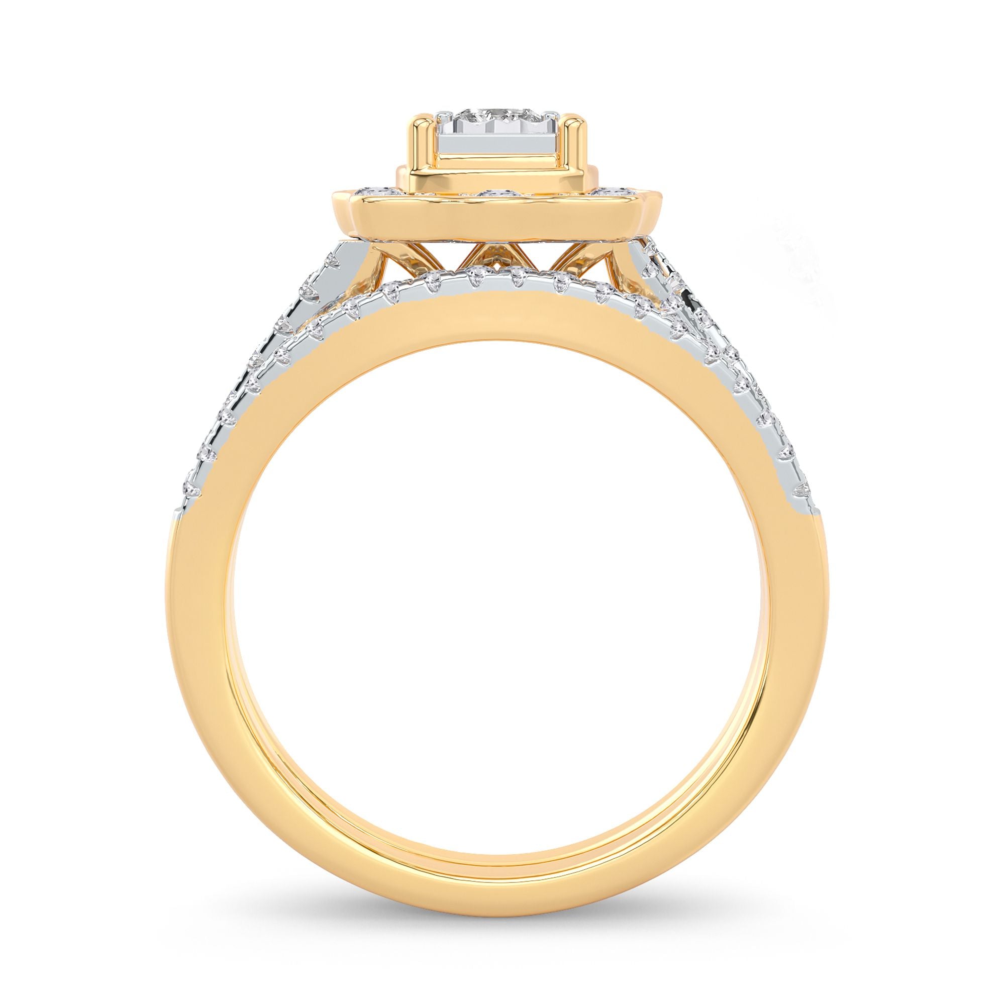 14K Yellow Gold Magnifcnet 0.62Ct Diamond Bridal Ring