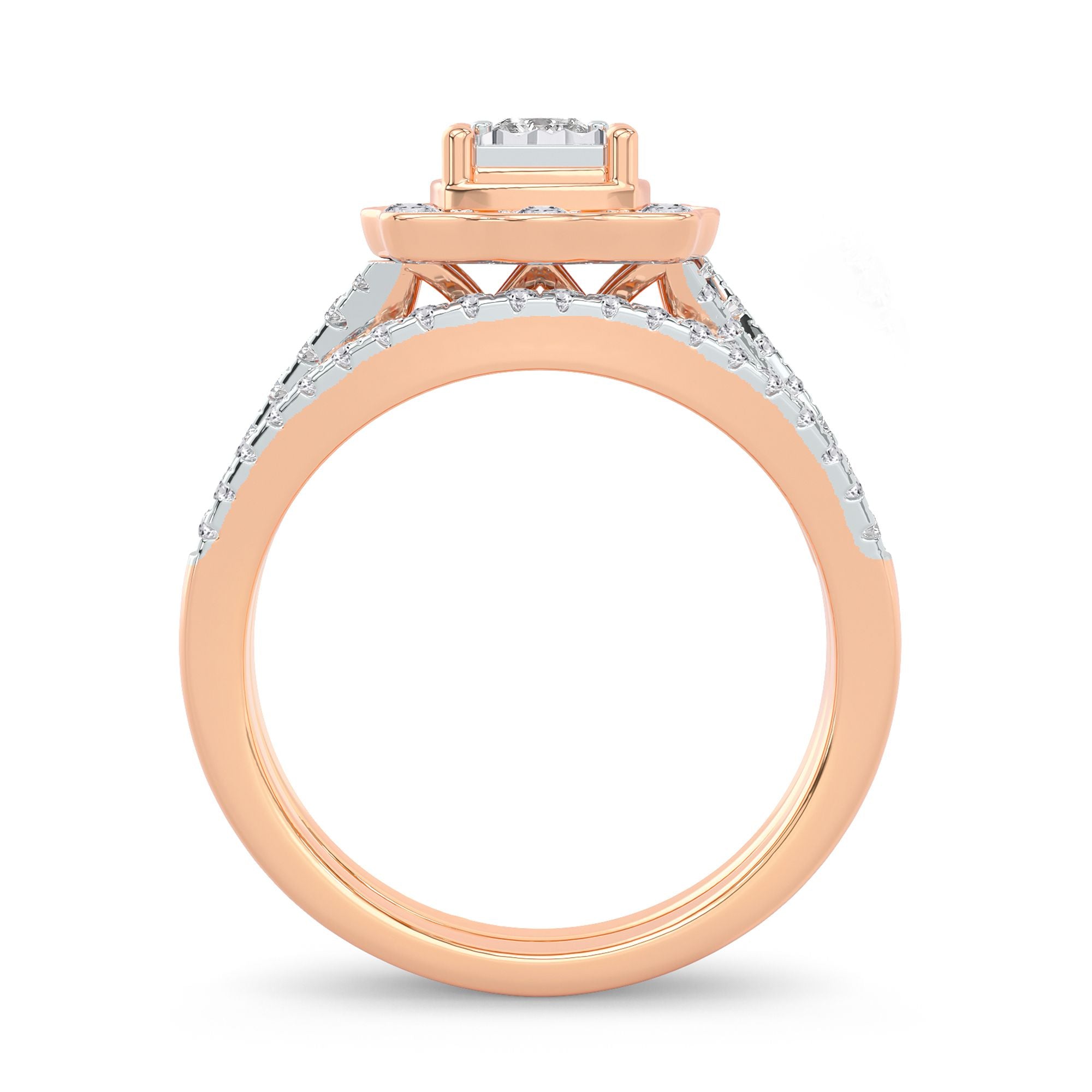 14K Rose Gold Exquisite 0.62Ct Diamond Bridal Ring