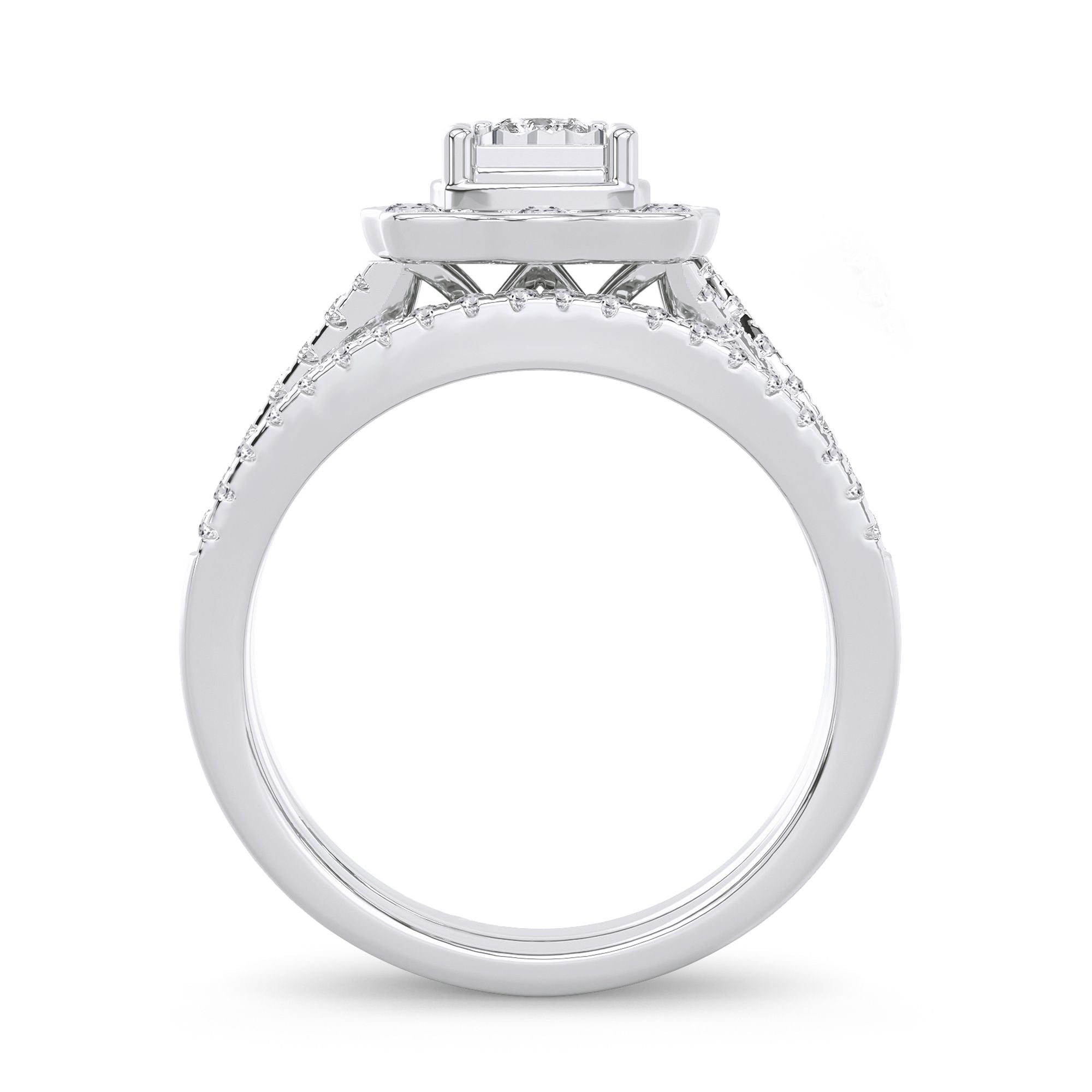 14K White Gold Beautiful 0.62Ct Diamond Bridal Ring