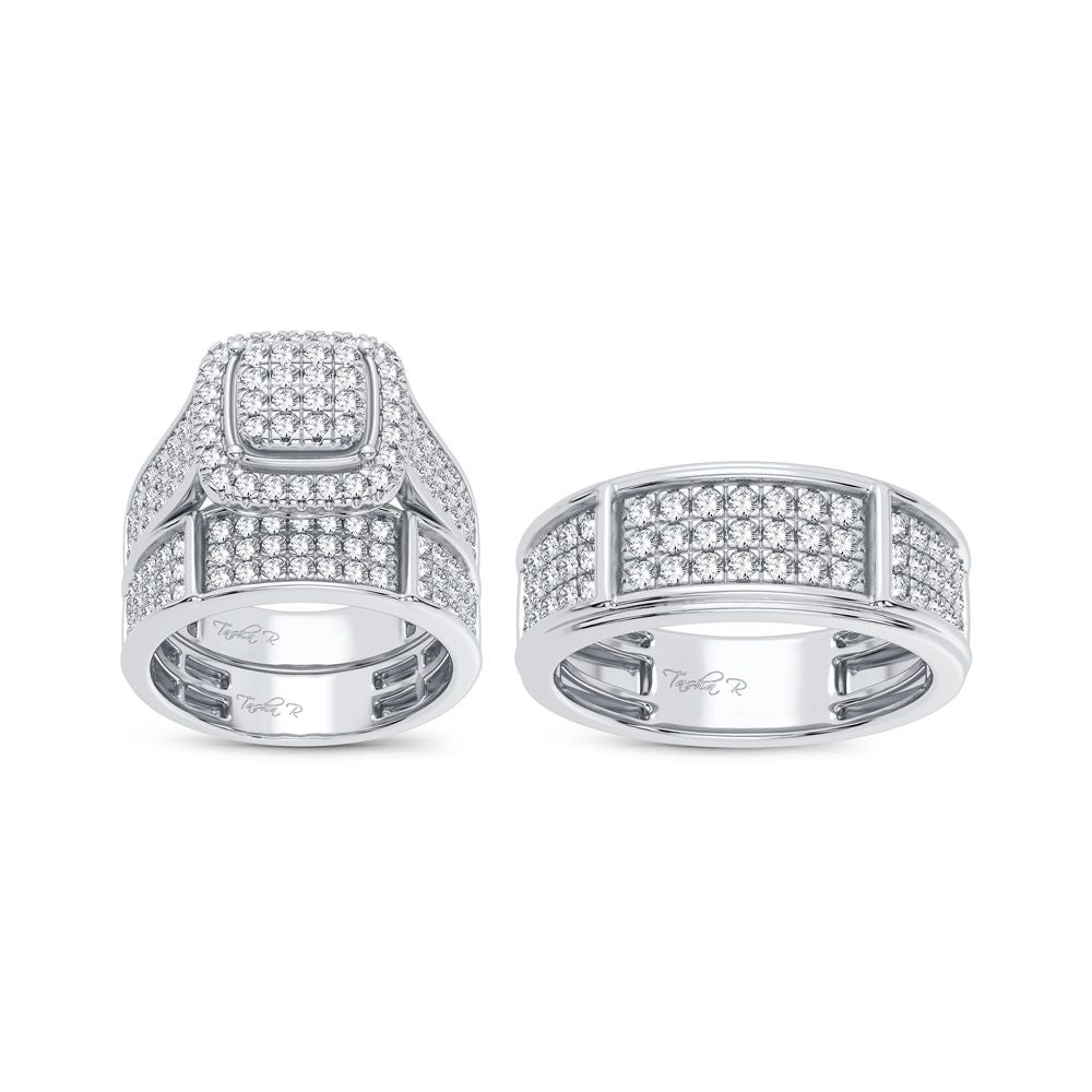 14K White Gold Elegant 2.00Ct Diamond Trio Set